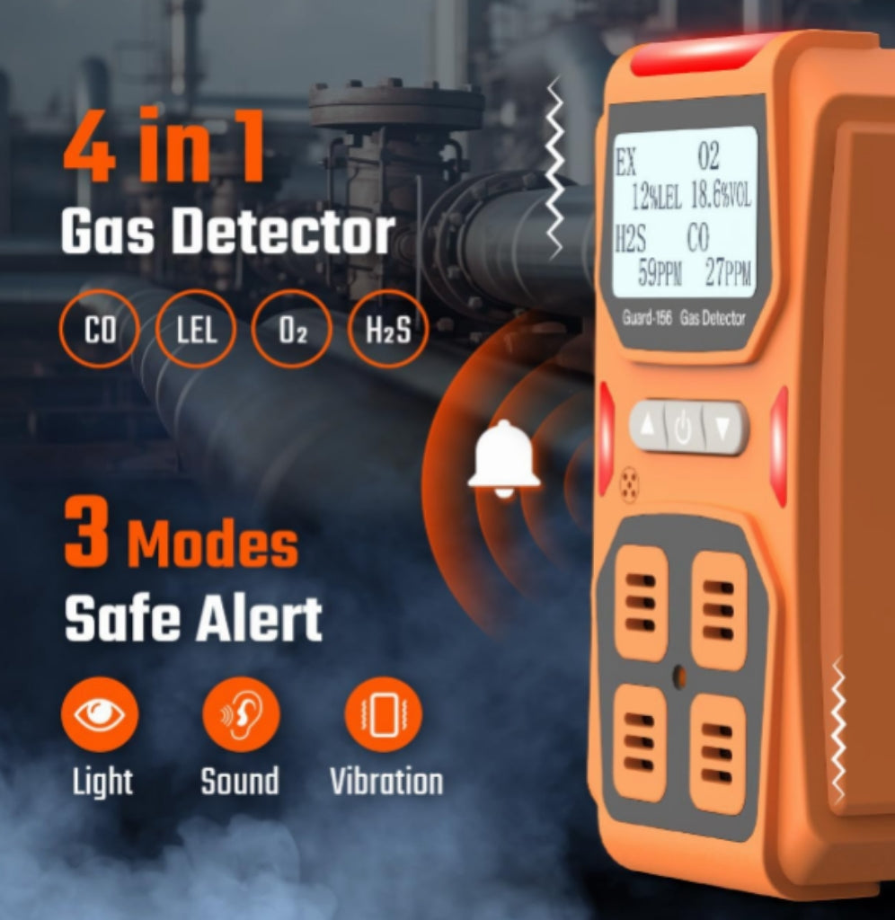 Dust and explosion proof gas monitor with triple alarm mode and quick response